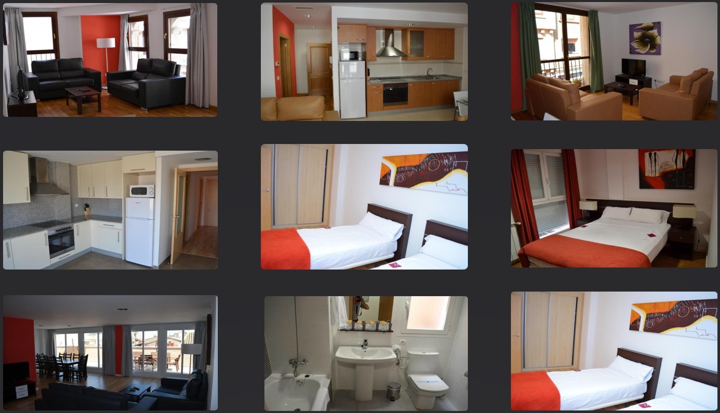 Interiores · Salones, cocinas y dormitorios de los apartamentos turísticos